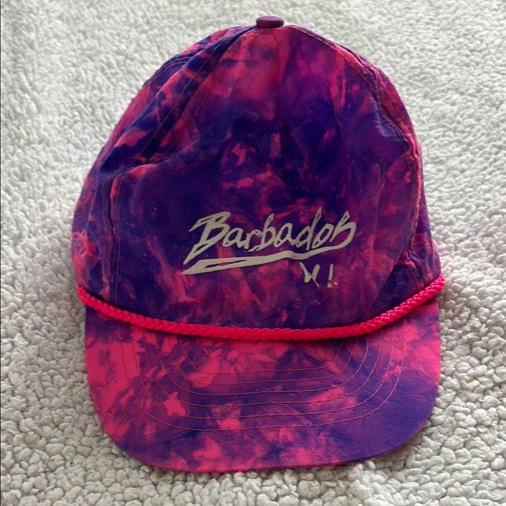 Vintage Barbados Pink and Purple Tie-Dye Hat